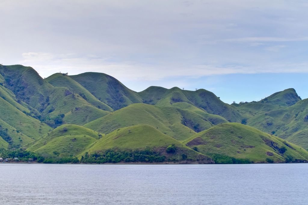 Komodo Island and the water that surrounds it in Komodo National Park in Flores, Indonesia.