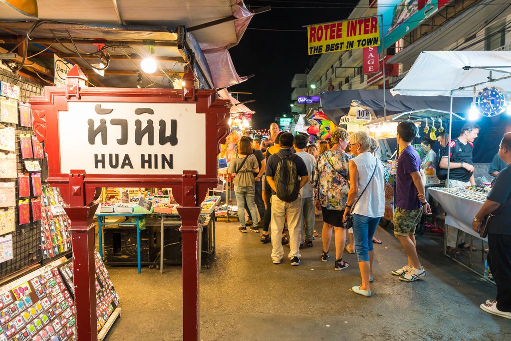 A night market in Hua Hin, Thailand.