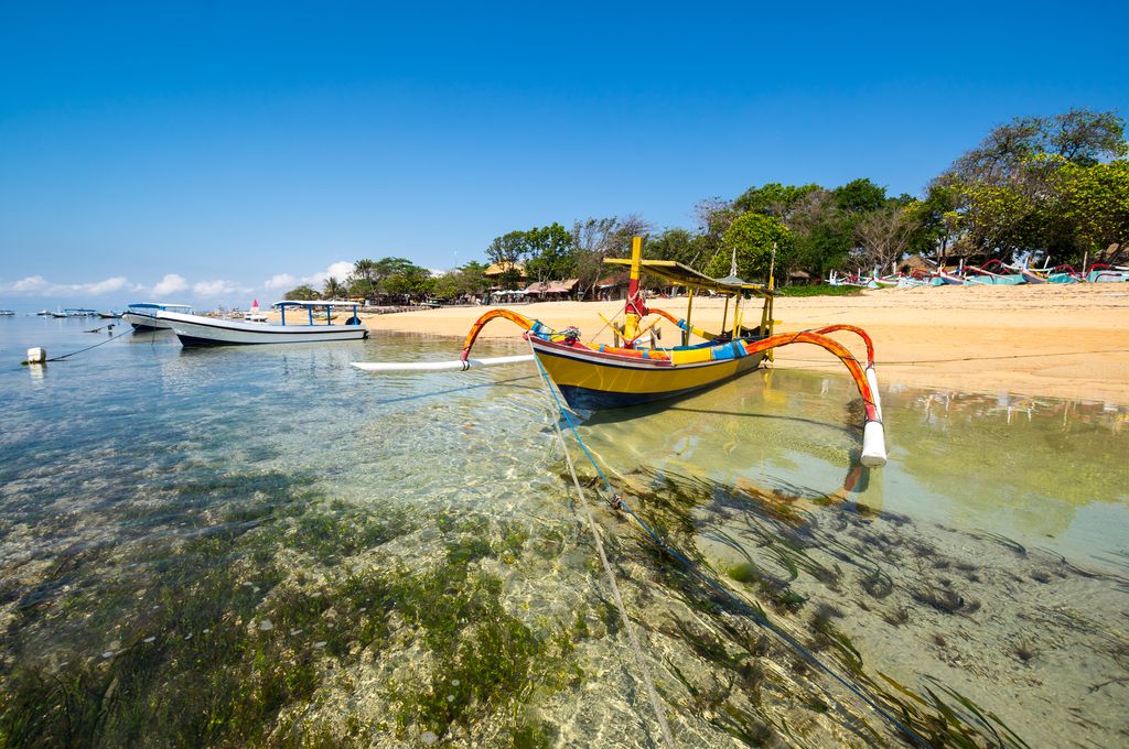 A boat on the beach in Sanur, Bali, Indonesia.