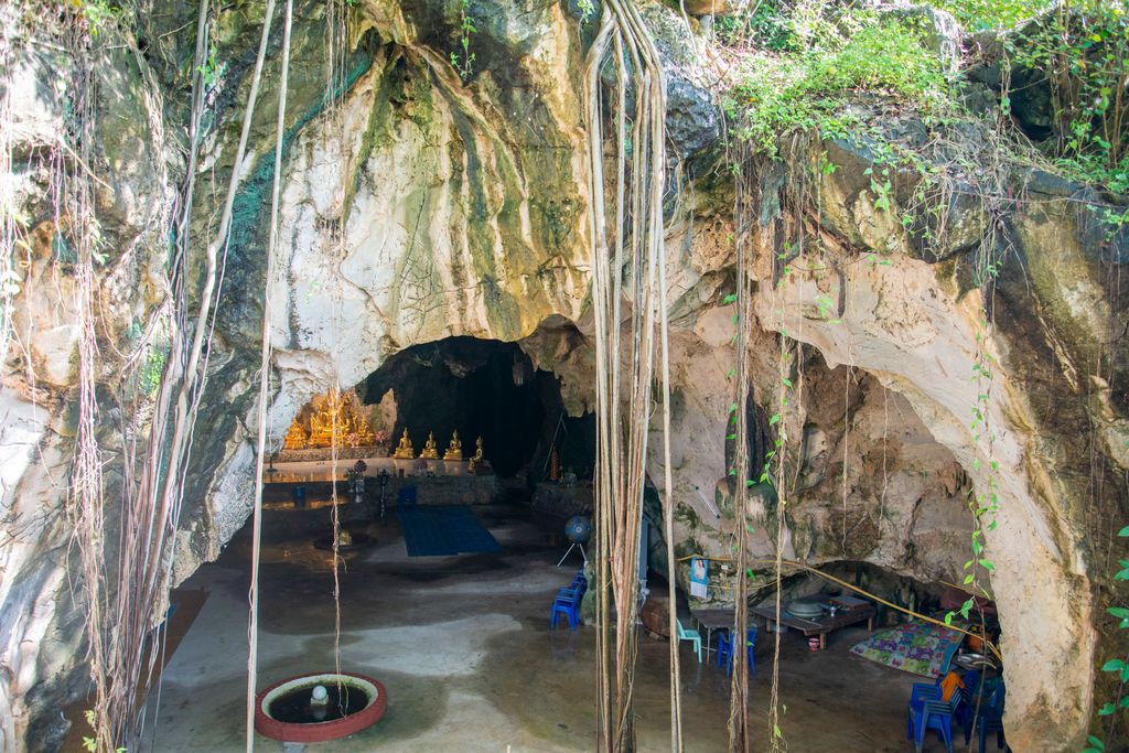 A monastery in a cave in Thailand.