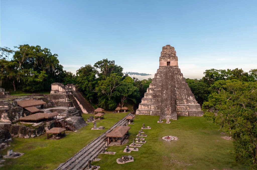 view to the ruins of Tikal in Guatemala pyramid jaguar