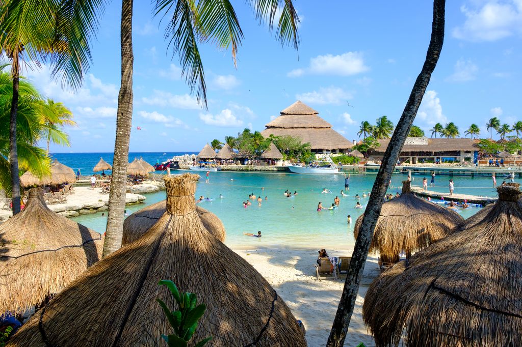 The beach at XCaret Park in Yucatan, Mexico